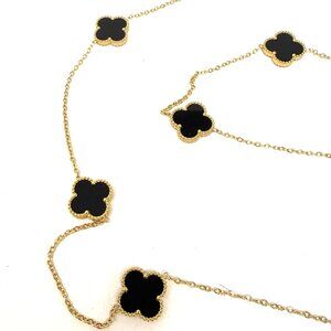 😍NEW Clover Release 2026 Gold & Blk Onyx Clover Bracelet